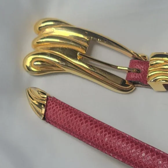 Vintage Cece Kieselstein-Cord Red Lizard Skin Belt with Gold Buckle Kieselstein-Cord Belts for Women for sale | eBay main image 2